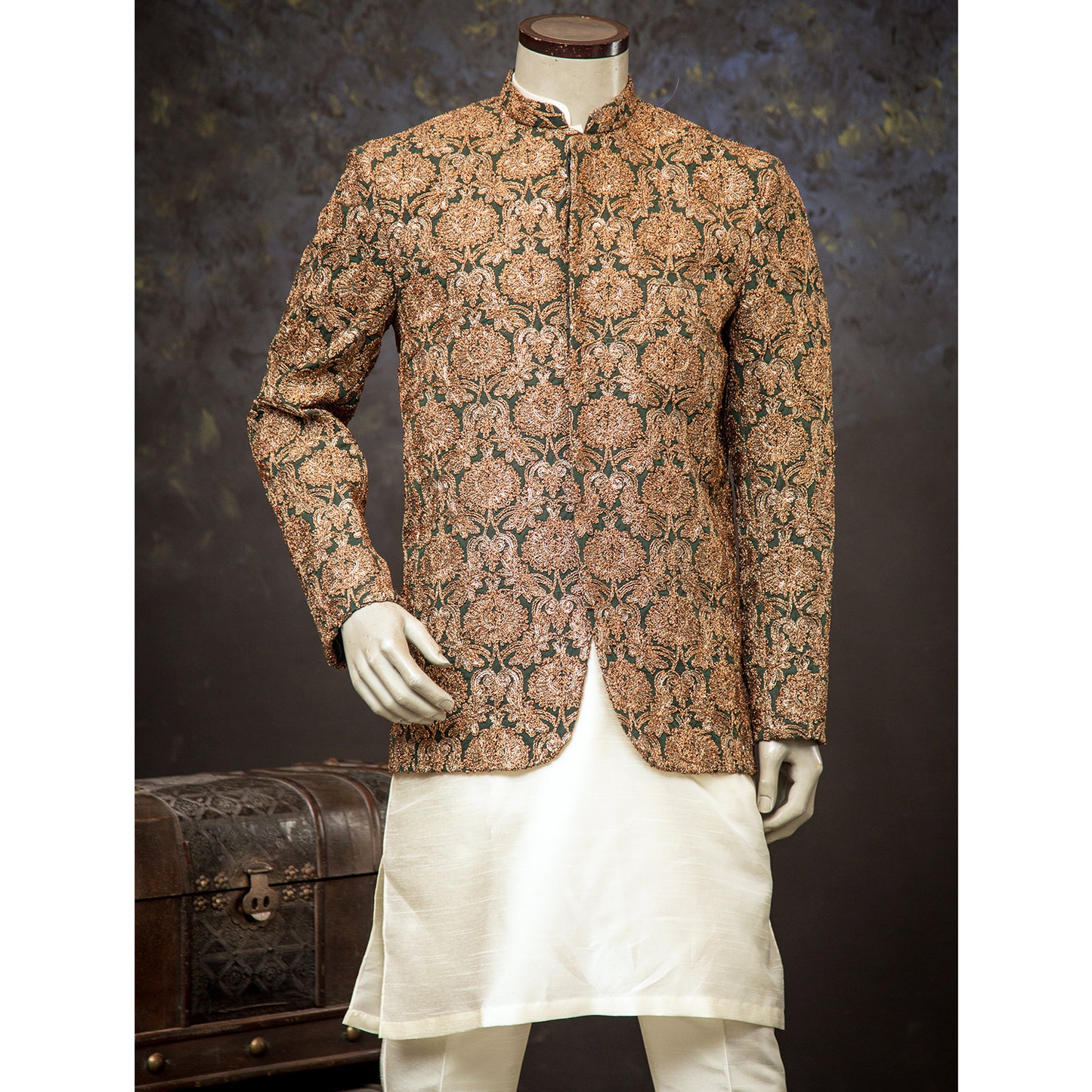 Embroidered Fabric Prince Coat for Men