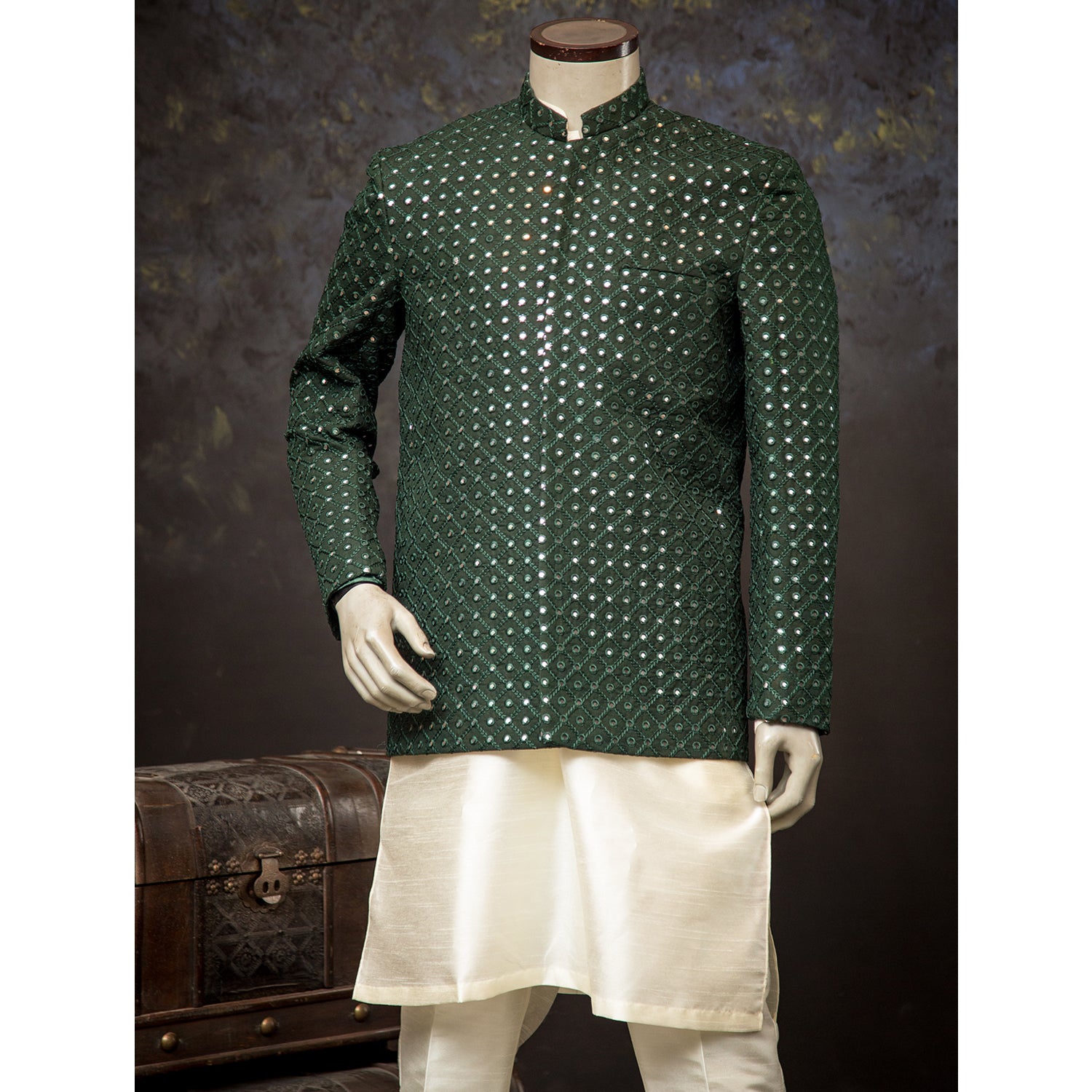 Mirror Work Designer Prince Coat for Men