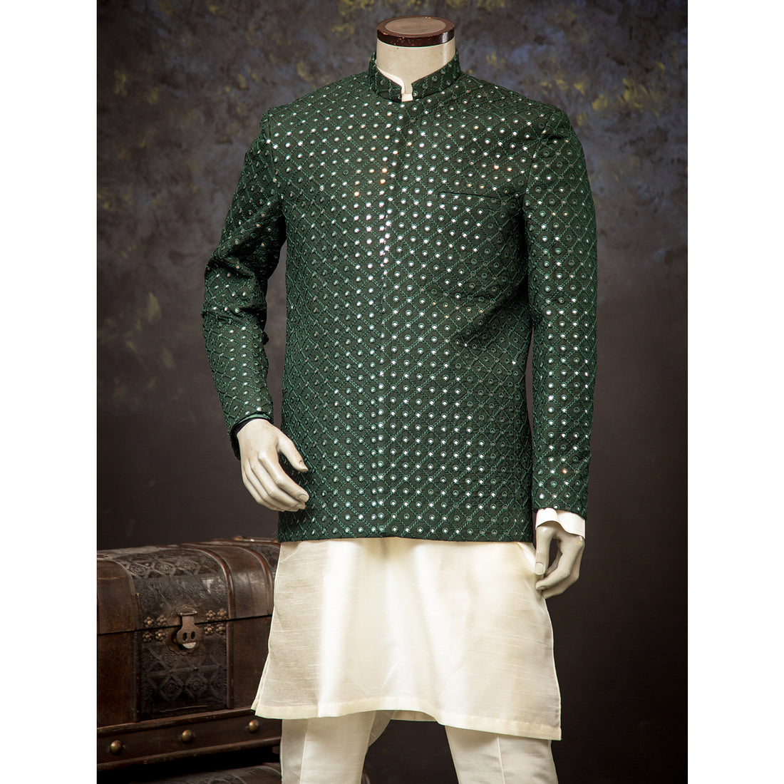 Mirror Work Designer Prince Coat for Men
