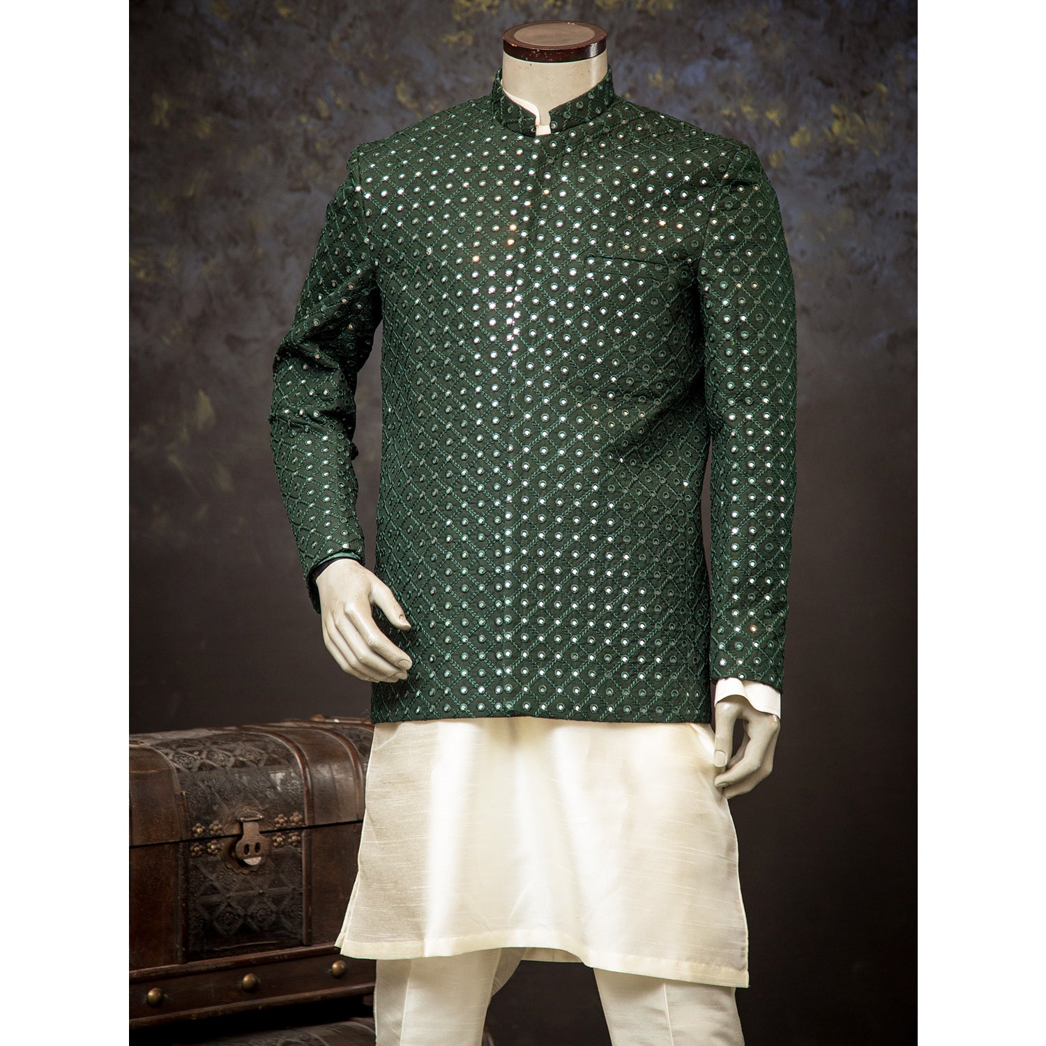 Mirror Work Designer Prince Coat for Men