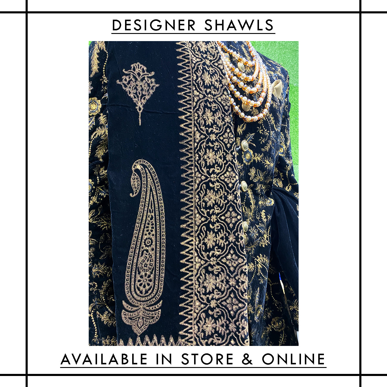 S-010 Designer Velvet Shawl w/ Block Printing