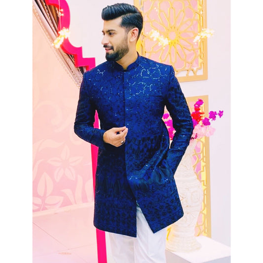 Short Sherwani with Embroidery