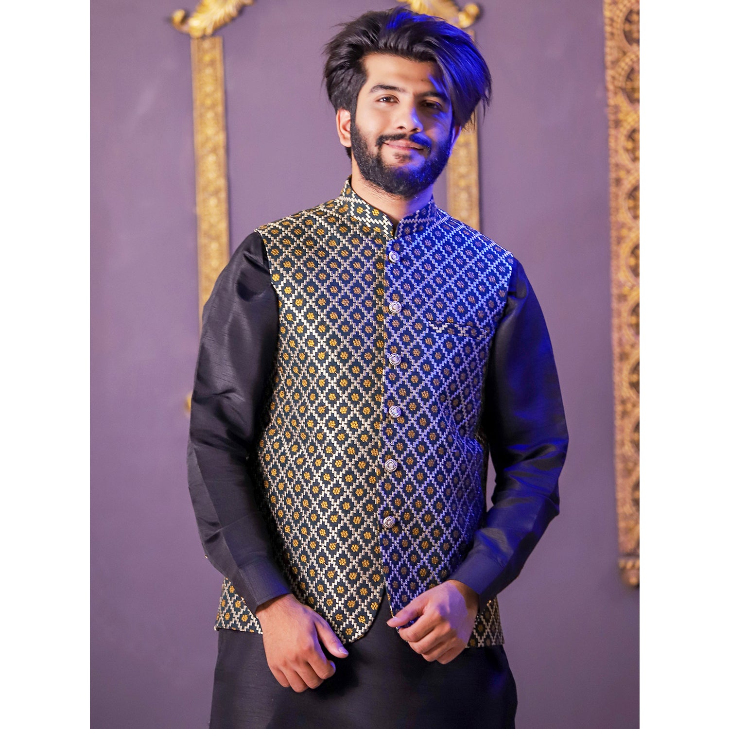 Embroidered Fabric Party-wear Waistcoat for Men