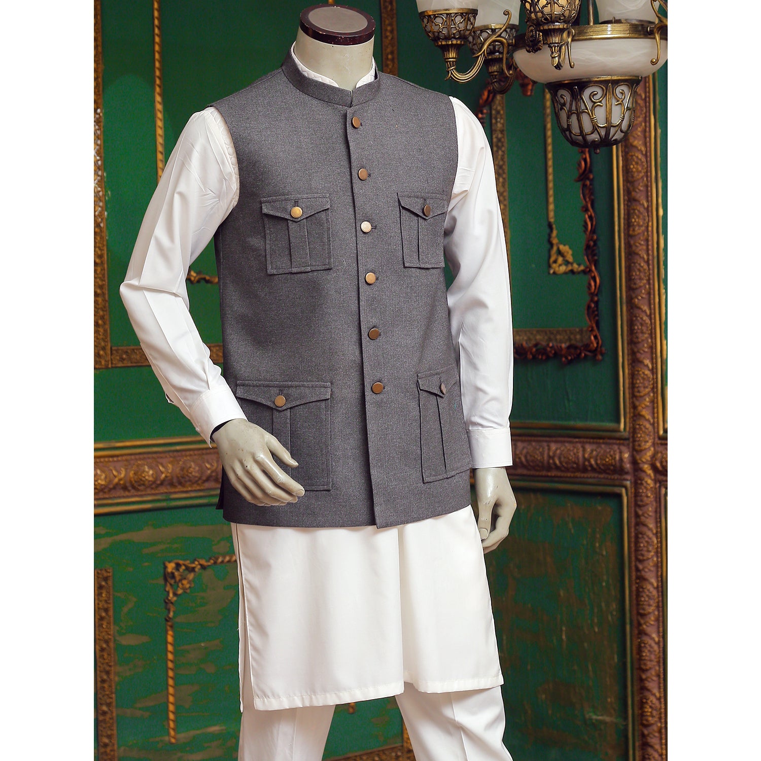 4-Pocket Woolen Waistcoat for Men