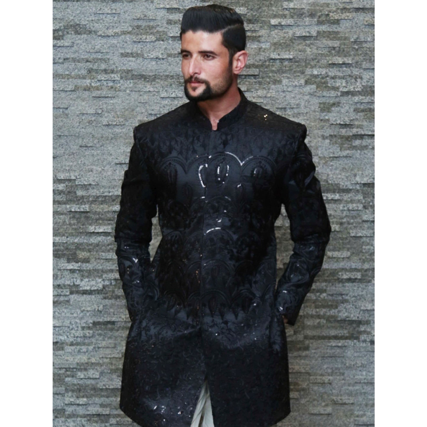 Short Sherwani with Embroidery