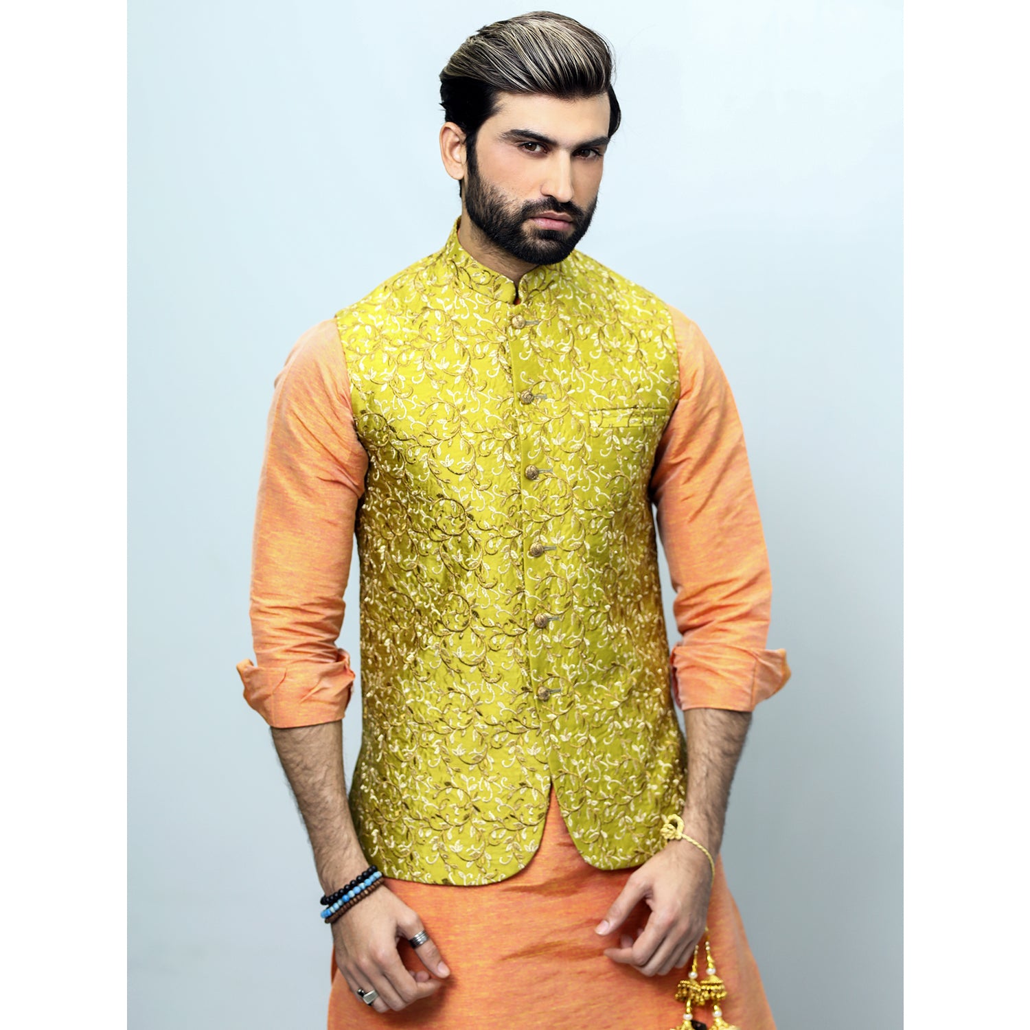 Embroidered Waistcoat with Gold & Copper Tilla