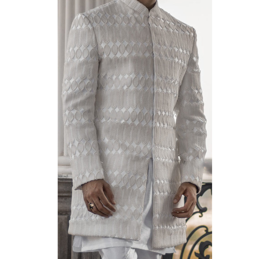 Embroidered Net Short Sherwani