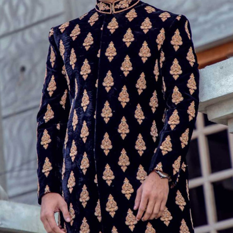 Black Motive Design Sherwani