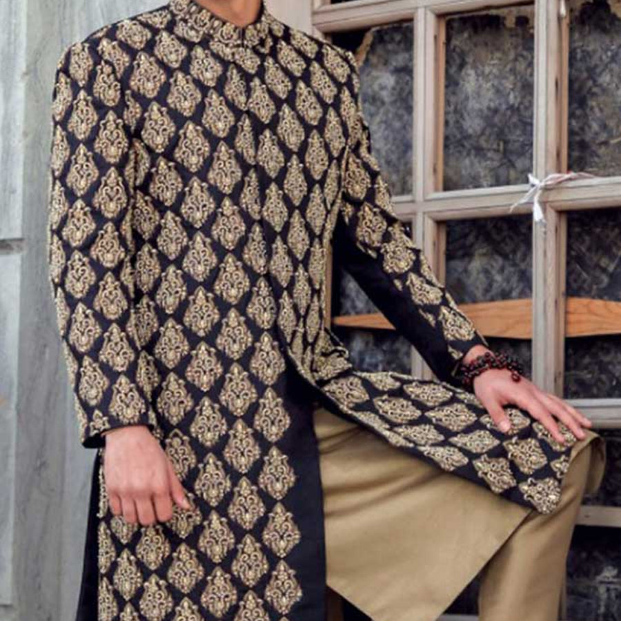 Complete Hand Work Motive Design Sherwani